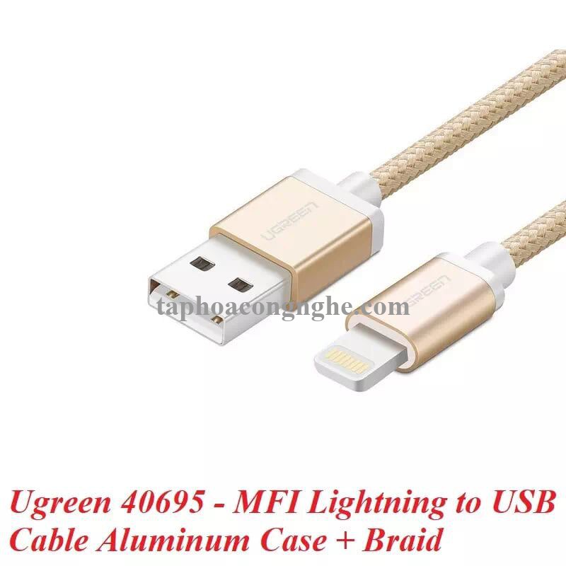 Ugreen 40695 0.5M màu Vàng Cáp Lightning sạc + truyền dữ liệu cho iPhone US199 30040695